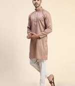 Peach cotton straight kurta