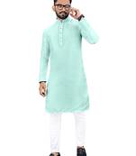 Light green plain silk cotton straight kurta