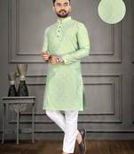 Green jacquard weaving straight kurta