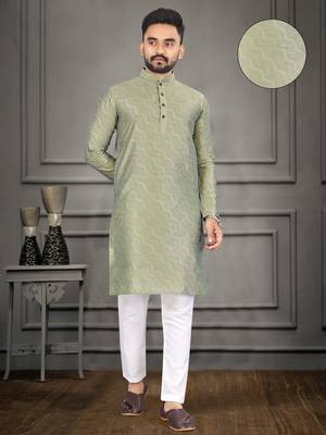 Grey jacquard weaving straight kurta 1