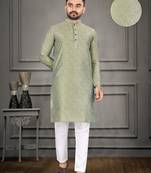 Grey jacquard weaving straight kurta