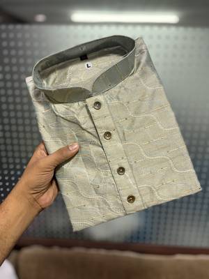 Grey jacquard weaving straight kurta 2