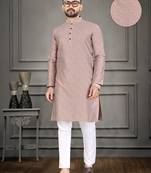 Pink jacquard weaving straight kurta