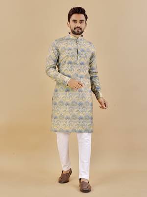 Grey printed soft cotton straight kurta 1