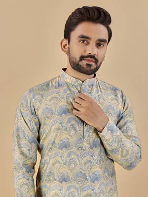 Grey printed soft cotton straight kurta 3
