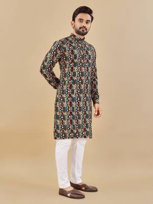 Multicolor printed soft cotton straight kurta 1