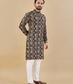 Multicolor printed soft cotton straight kurta