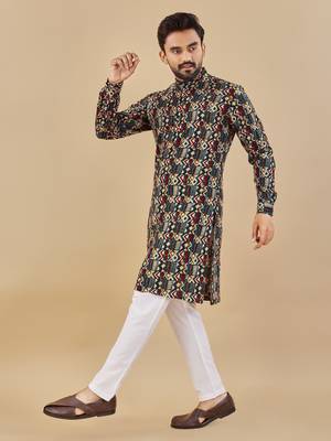 Multicolor printed soft cotton straight kurta 2