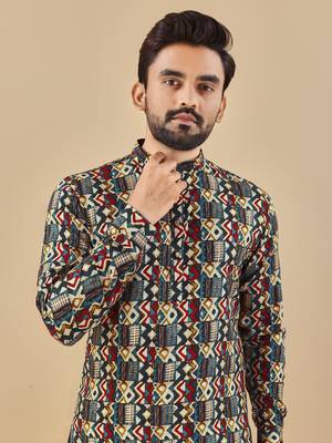 Multicolor printed soft cotton straight kurta 3