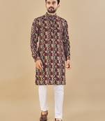 Multicolor printed soft cotton straight kurta