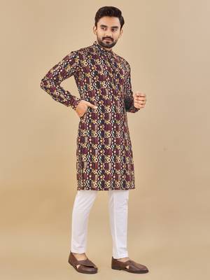 Multicolor printed soft cotton straight kurta 2