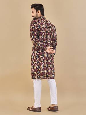 Multicolor printed soft cotton straight kurta 3