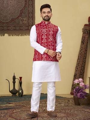 Red printed soft cotton straight koti kurta 1
