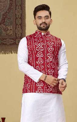 Red printed soft cotton straight koti kurta 2