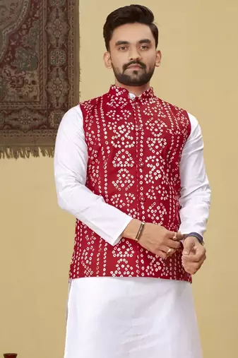 Red printed soft cotton straight koti kurta