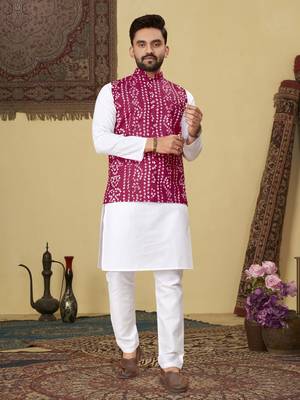 Rani pink printed soft cotton straight koti kurta 1