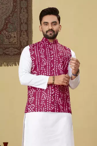 Rani pink printed soft cotton straight koti kurta