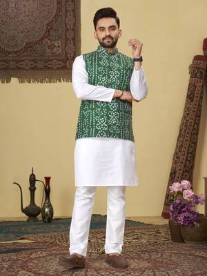 Green printed soft cotton straight koti kurta 1