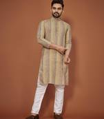 Multicolor weaving soft linen straight kurta