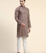 Brown cotton straight kurta