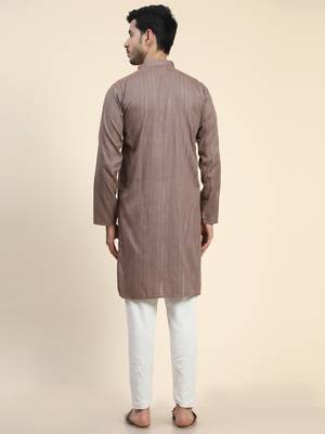 Brown cotton straight kurta 2