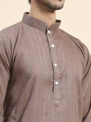 Brown cotton straight kurta 3