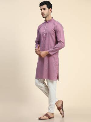 Purple cotton straight kurta 2