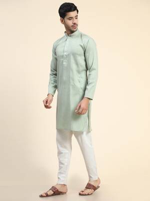 Grey cotton straight kurta 2
