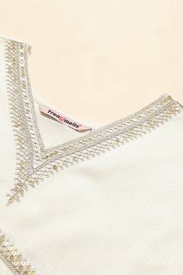 Trendmalls Women's Cotton Embroidery Work Salwar Suit with Bandhani Print Dupatta Set 8