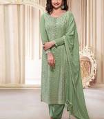 Light green chinon silk salwar suit with dupatta
