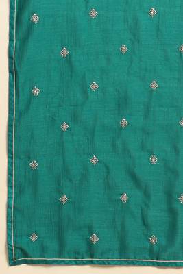  Art Silk Embroidery Salwar Suit Set A line Pleated Kurta Pant with Dupatta 7