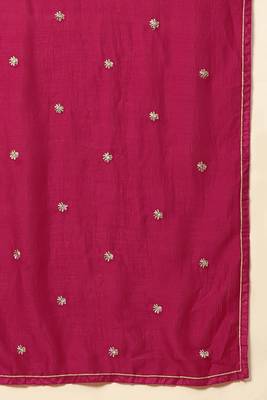 Women's Art Silk Pink Embroidery Salwar Suit Kurta Pant with Dupatta Set 7