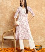 Women Trending Floral Printed Cotton Straight Kurta