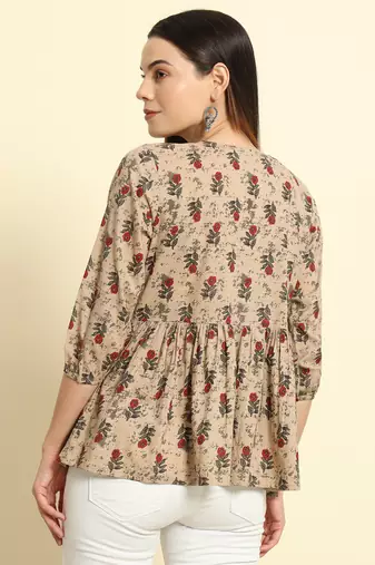 Women Trending Floral Printed Short Kurta