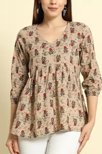 Women Trending Floral Printed Short Kurta
