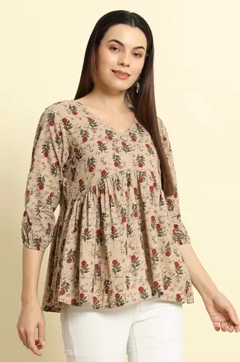 Women Trending Floral Printed Short Kurta