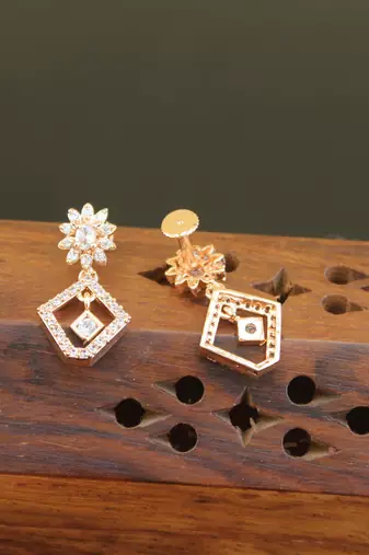 Designer gold plated cz earrings