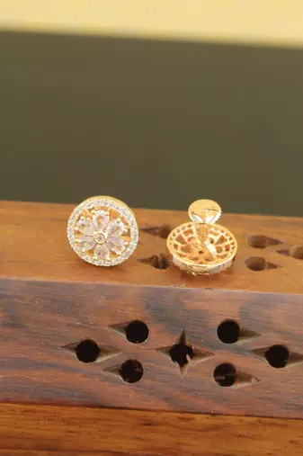 Designer gold plated cz earrings
