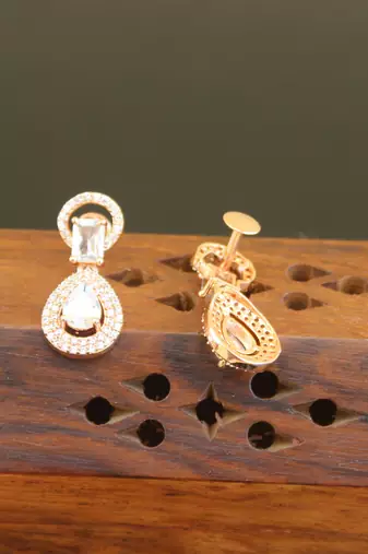 Designer gold plated cz earrings