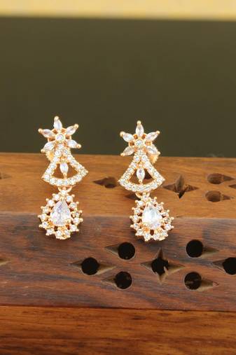 Designer gold plated cz earrings