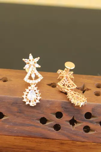 Designer gold plated cz earrings