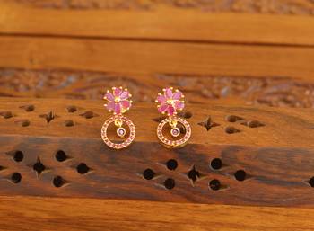 Designer gold plated ruby earrings 1