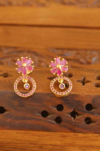 Designer gold plated ruby earrings