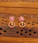 Designer gold plated ruby earrings