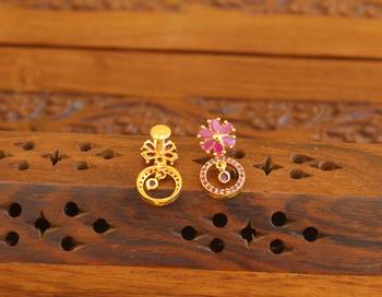Designer gold plated ruby earrings 2