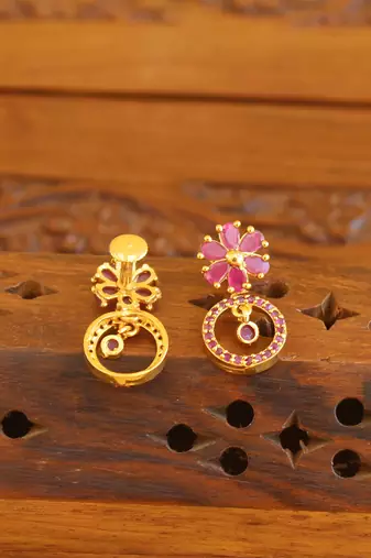 Designer gold plated ruby earrings