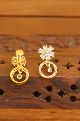 Designer gold plated cz earrings