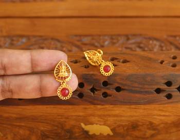 Designer gold plated temple earrings 1