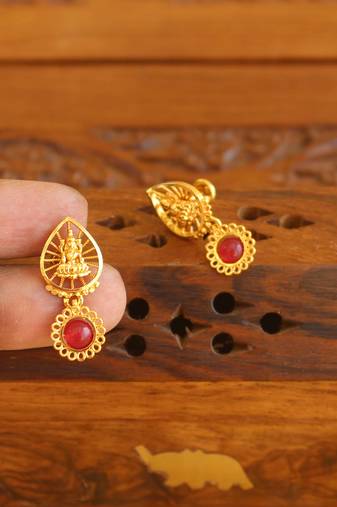 Designer gold plated temple earrings