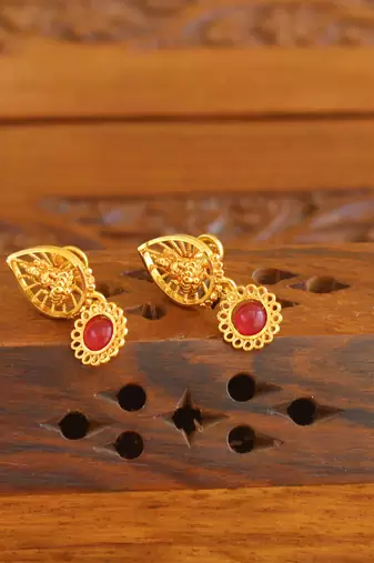 Designer gold plated temple earrings